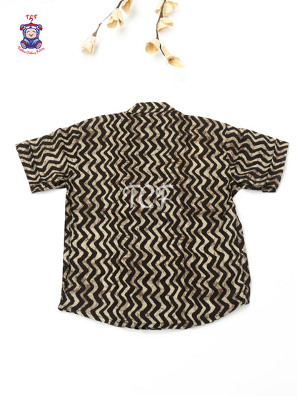 Choclate Brown - Boys Printed Cotton Shirt