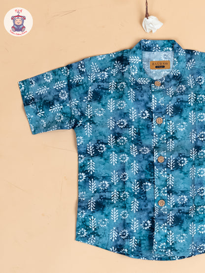 Blue  - Boys Readymade  Cotton Shirt