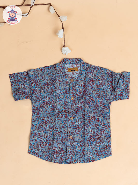 Red & Grey - Boys Readymade  Cotton Shirt