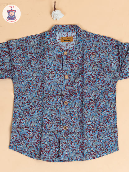 Red & Grey - Boys Readymade  Cotton Shirt