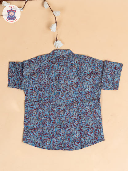 Red & Grey - Boys Readymade  Cotton Shirt