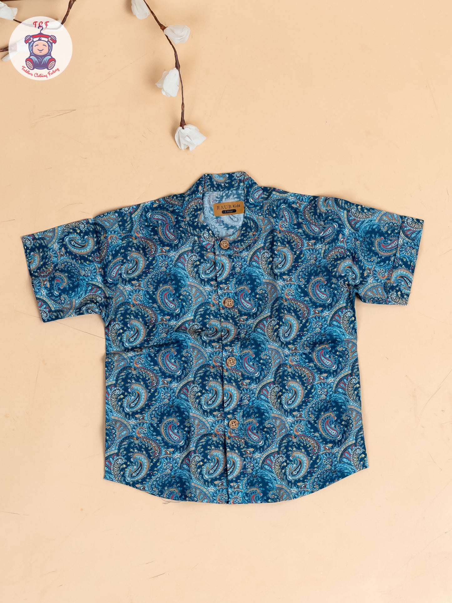 Blue - Boys Printed Cotton Shirt