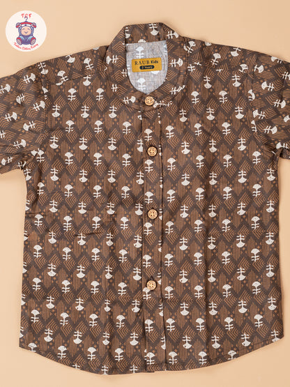 Brown - Boys Readymade Cotton Shirts