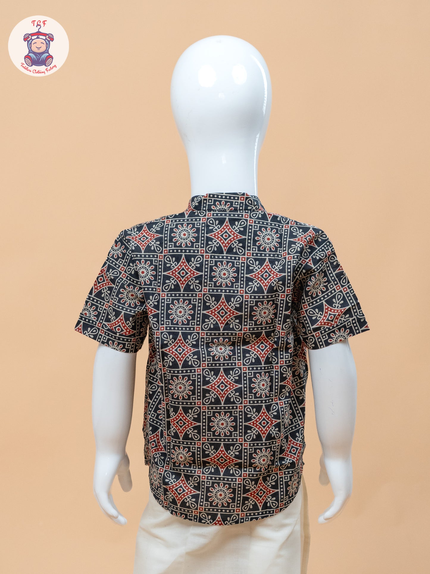 Dark Grey & Cream - Boys Welcro Dhotis & Shirts