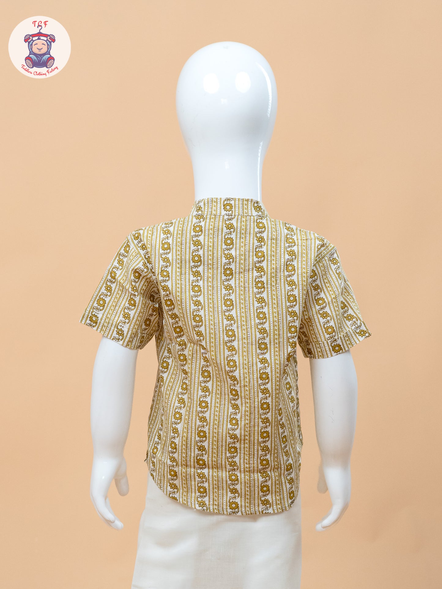 Yellow & Cream - Boys Welcro Dhotis & Shirts