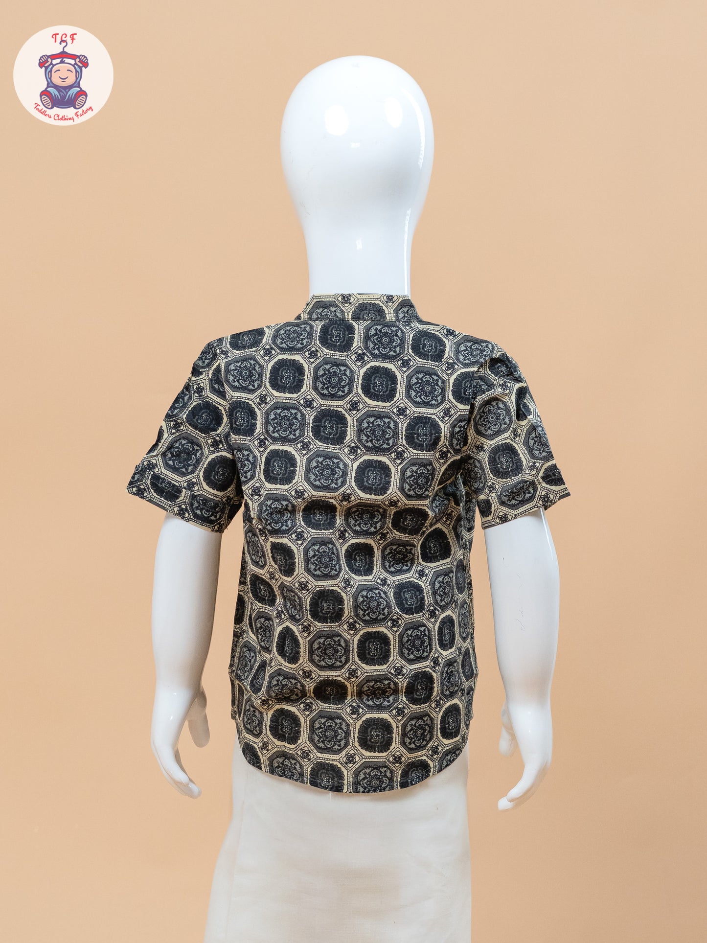 Grey & Cream - Boys Welcro Dhotis & Shirts
