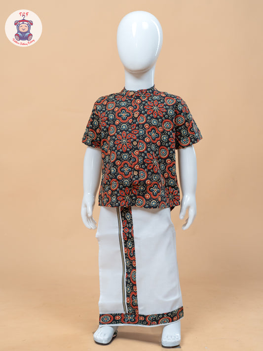 Black & White - Boys Welcro Dhotis & Shirts