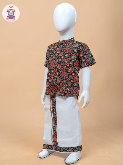 Black & White - Boys Welcro Dhotis & Shirts