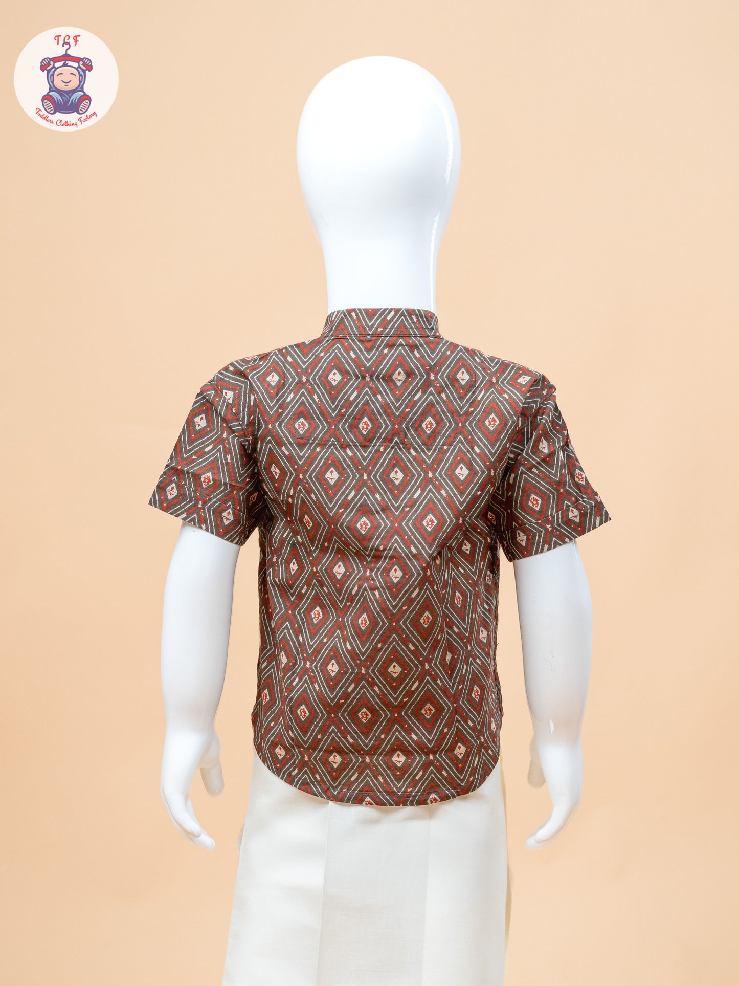 Brown & Cream - Boys Welcro Dhotis & Shirts
