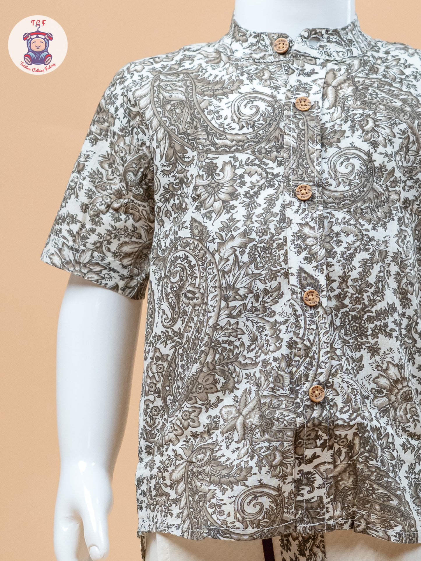 Brown & Cream - Boys Welcro Dhotis & Shirts