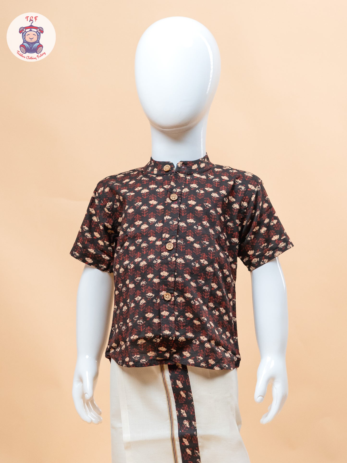 Black & Cream - Boys Welcro Dhotis & Shirts