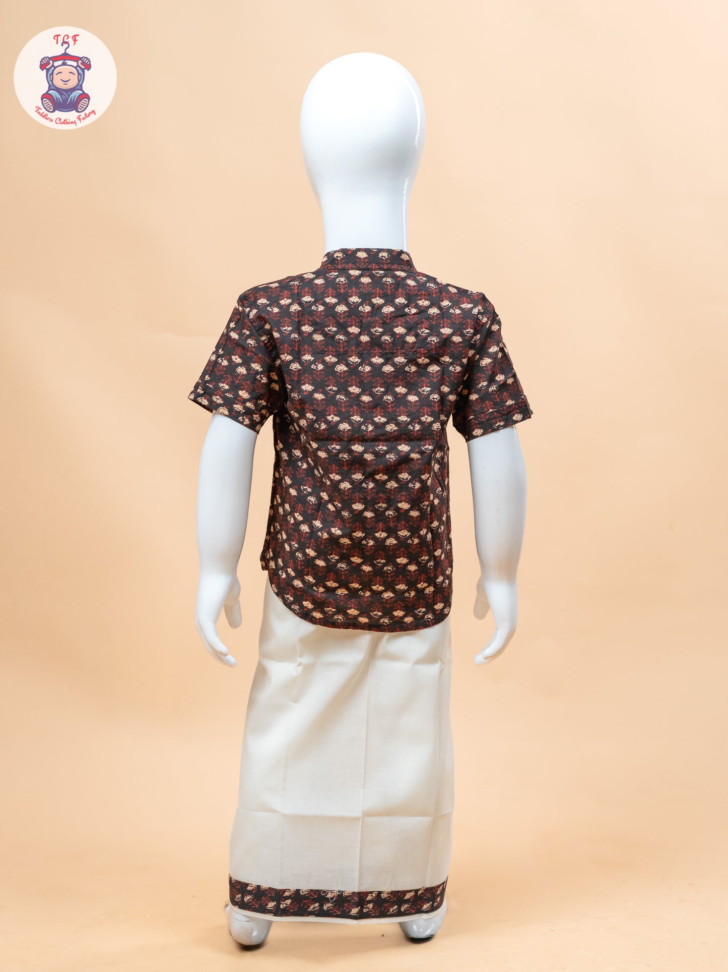 Black & Cream - Boys Welcro Dhotis & Shirts