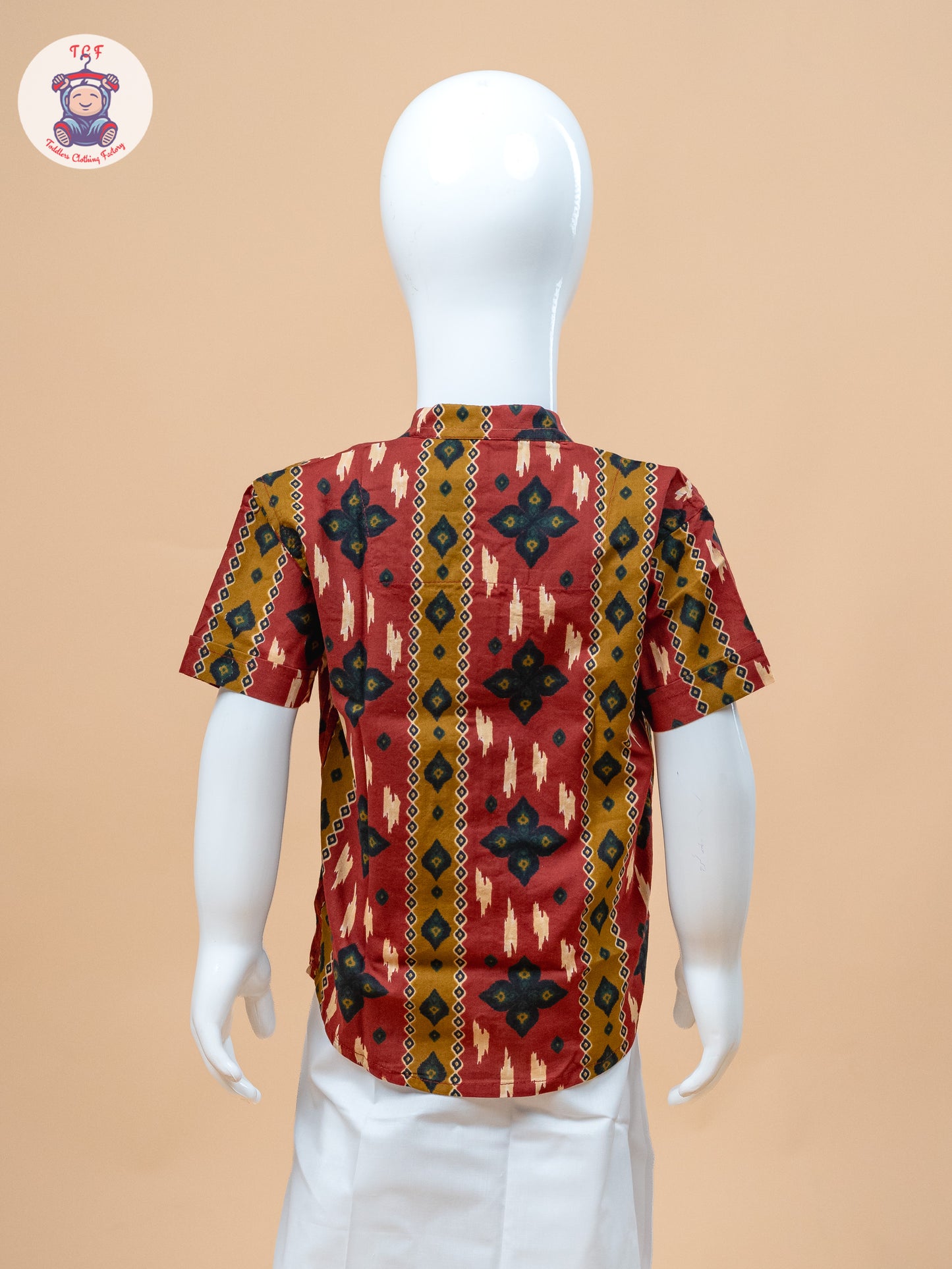 Red & White - Boys Welcro Dhotis & Shirts