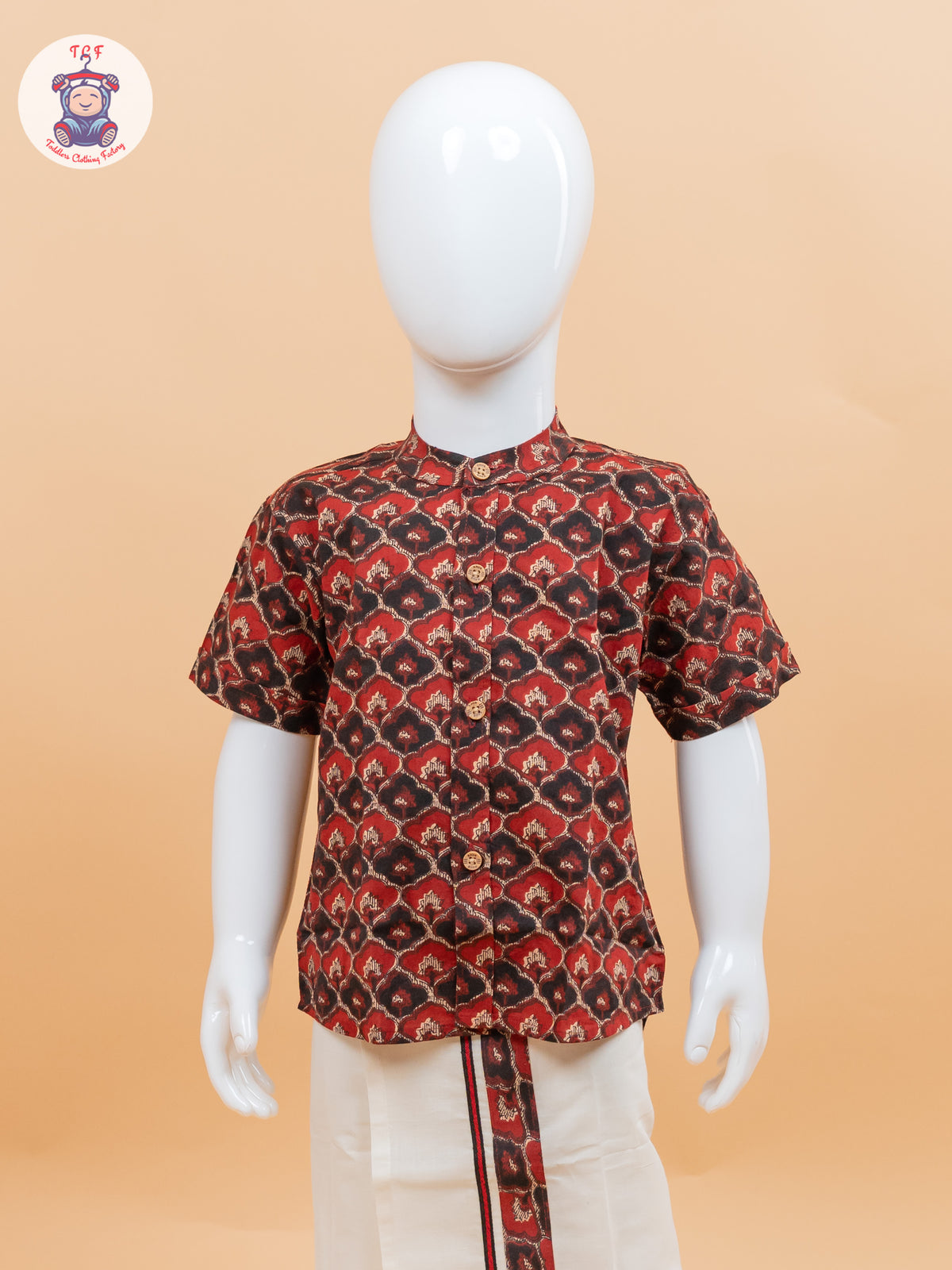 Red & Black - Boys Welcro Dhotis & Shirts