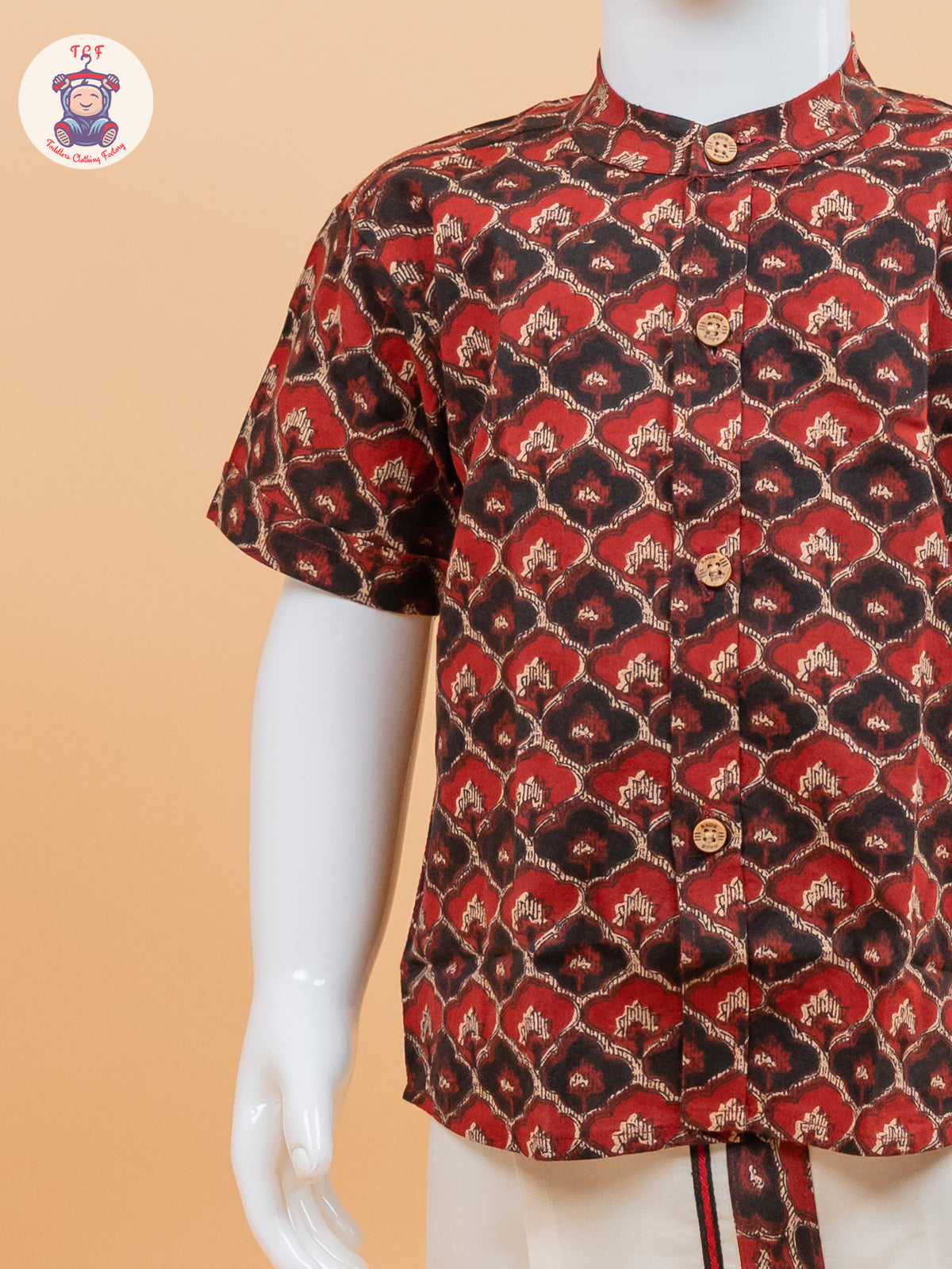 Red & Black - Boys Welcro Dhotis & Shirts