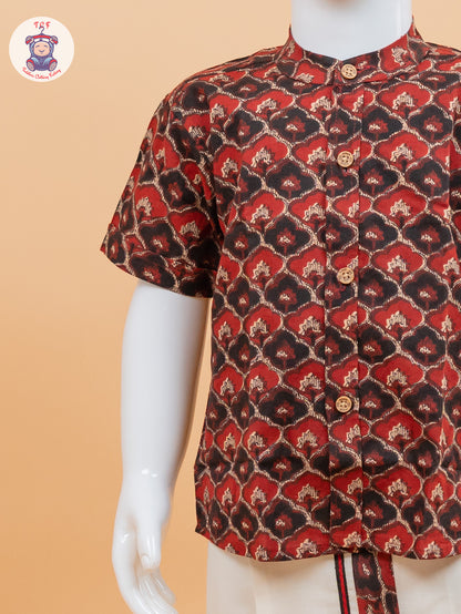 Red & Black - Boys Welcro Dhotis & Shirts