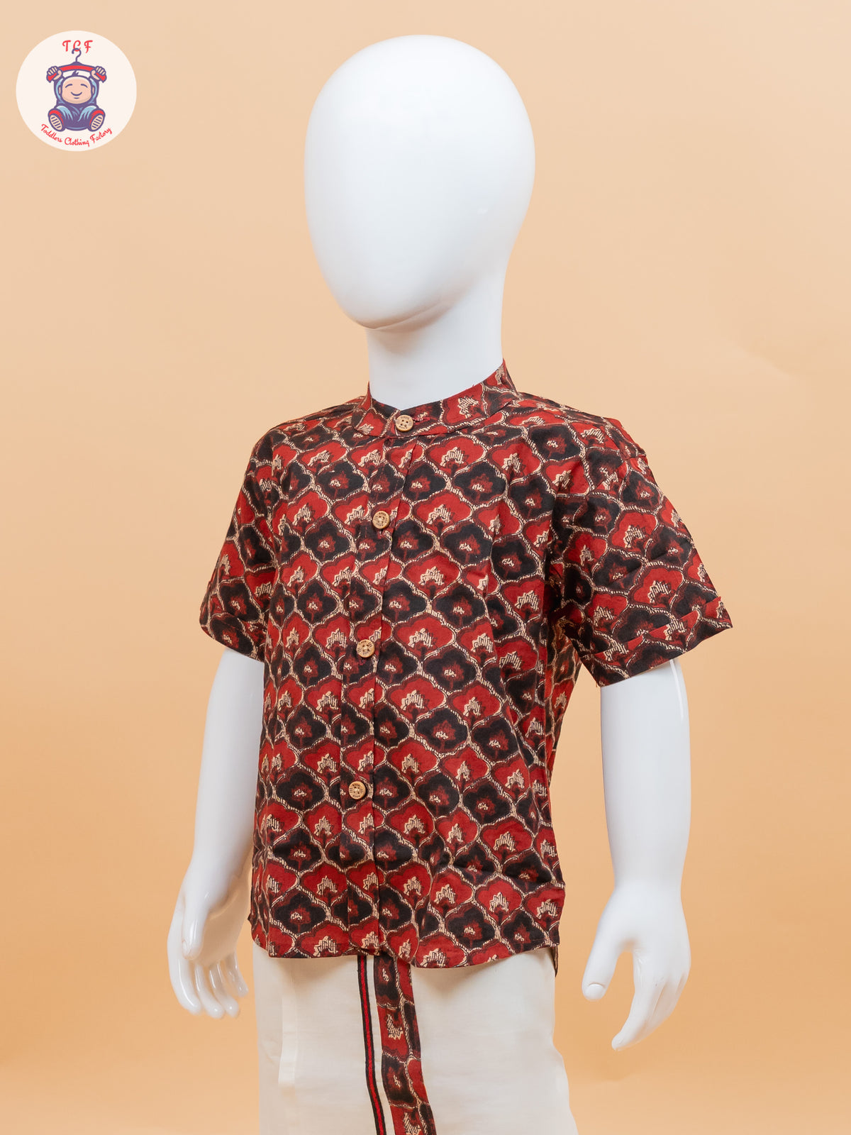 Red & Black - Boys Welcro Dhotis & Shirts