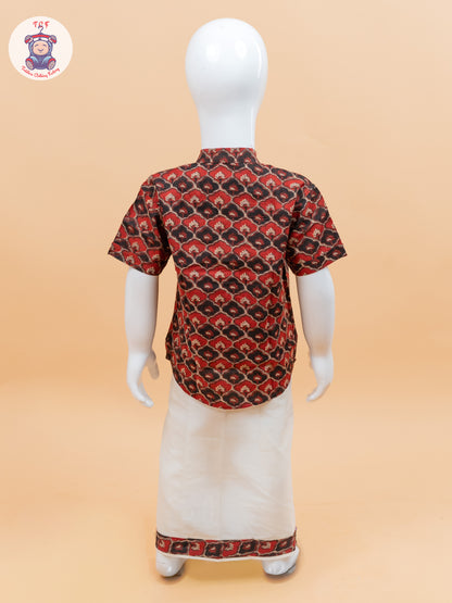 Red & Black - Boys Welcro Dhotis & Shirts
