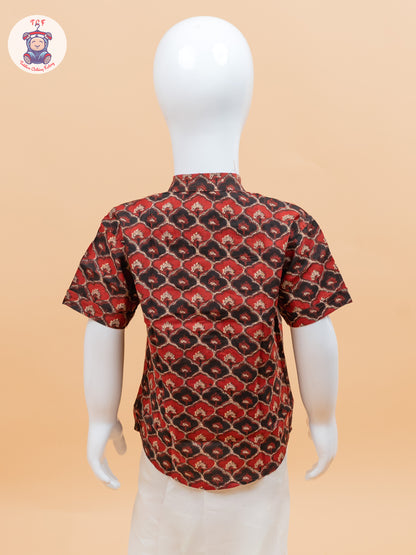 Red & Black - Boys Welcro Dhotis & Shirts