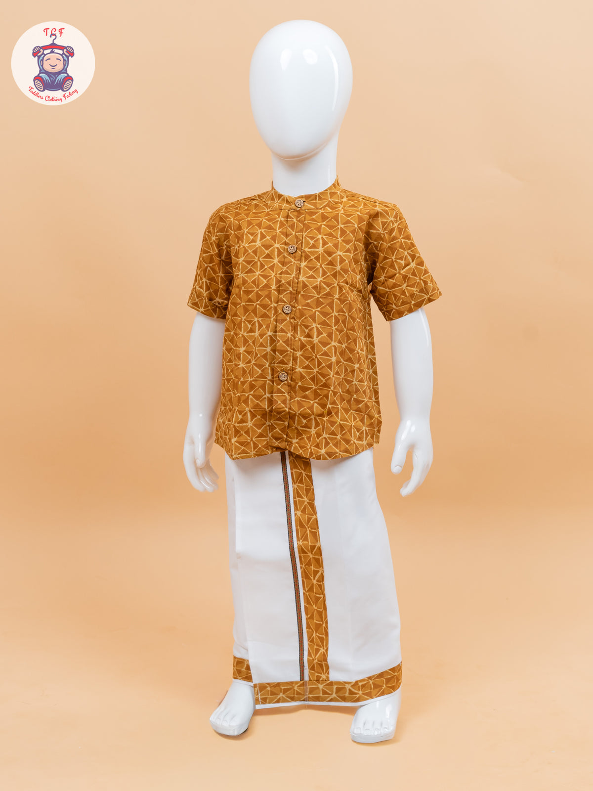 Mustard - Boys Welcro Dhotis & Shirts