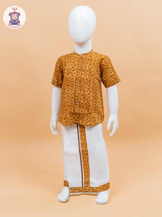 Mustard - Boys Welcro Dhotis & Shirts