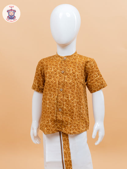 Mustard - Boys Welcro Dhotis & Shirts