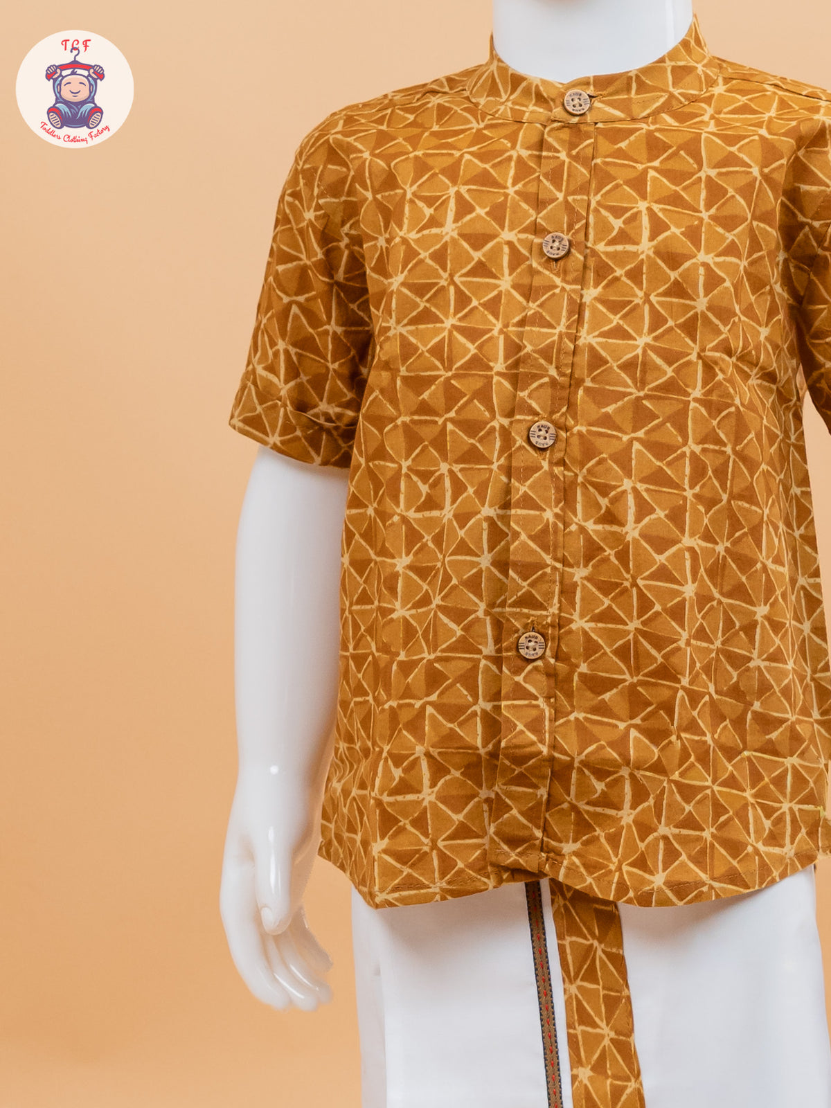 Mustard - Boys Welcro Dhotis & Shirts
