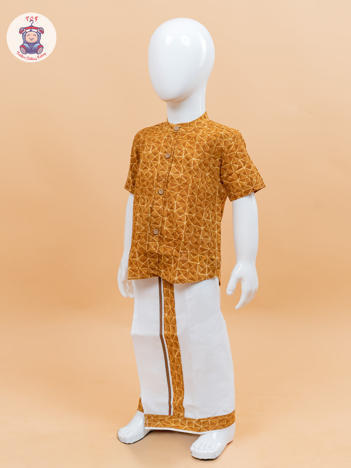 Mustard - Boys Welcro Dhotis & Shirts
