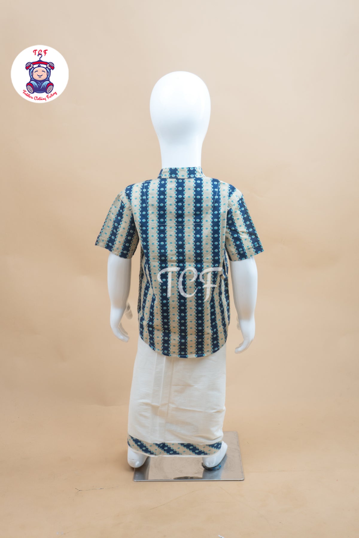 Indingo & Cream - Boys Welcro Dhotis & Shirts