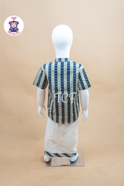 Indingo & Cream - Boys Welcro Dhotis & Shirts