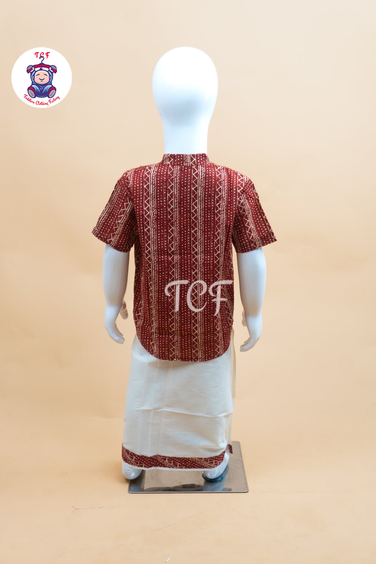 Rust & Cream - Boys Welcro Dhotis & Shirts