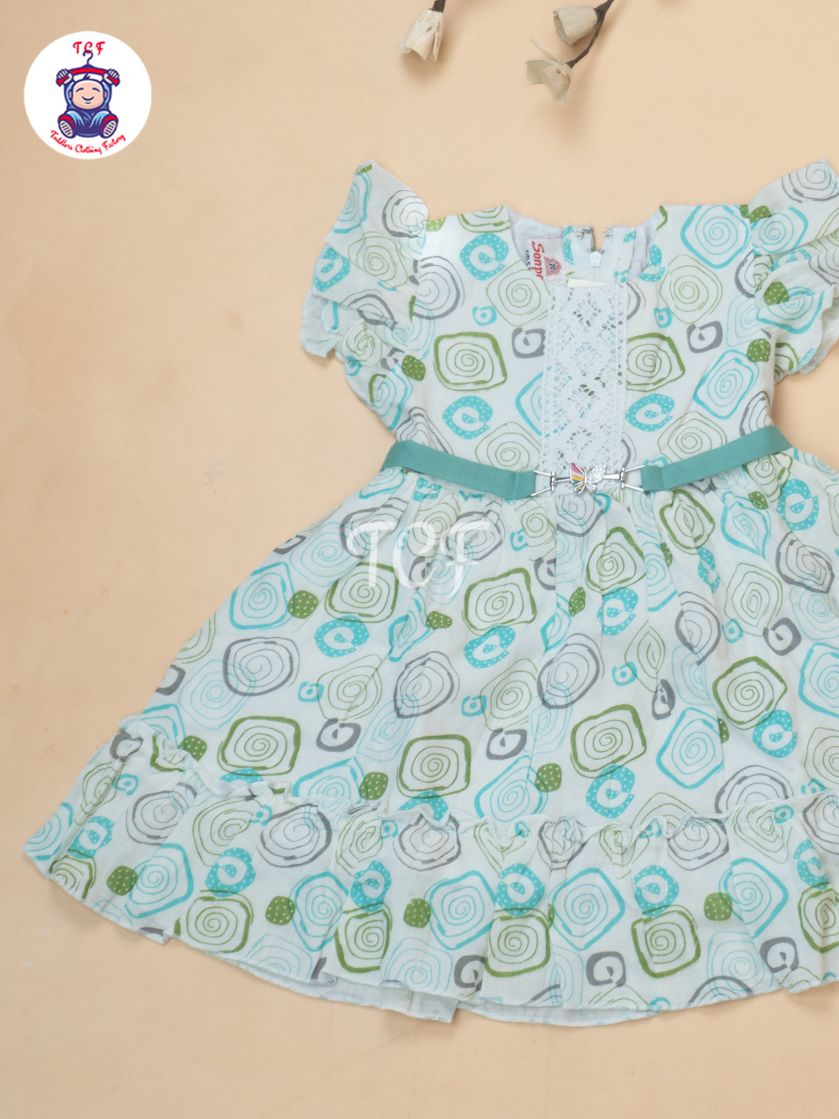 Green Printed - Girls Readymade Cotton Frocks