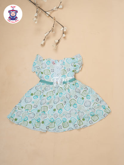 Green Printed - Girls Readymade Cotton Frocks