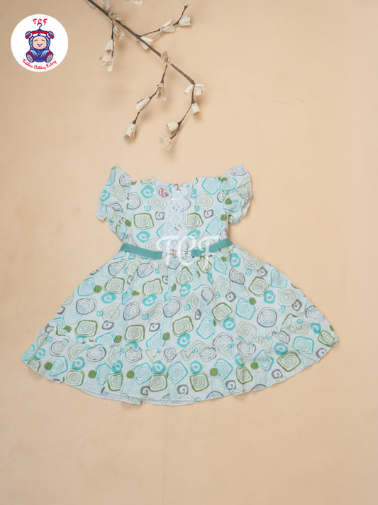 Green Printed - Girls Readymade Cotton Frocks