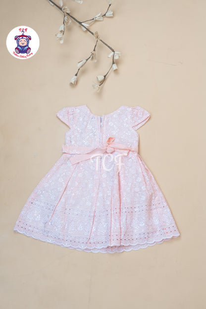 Pink Floral Printed - Girls Readymade Cotton Frocks