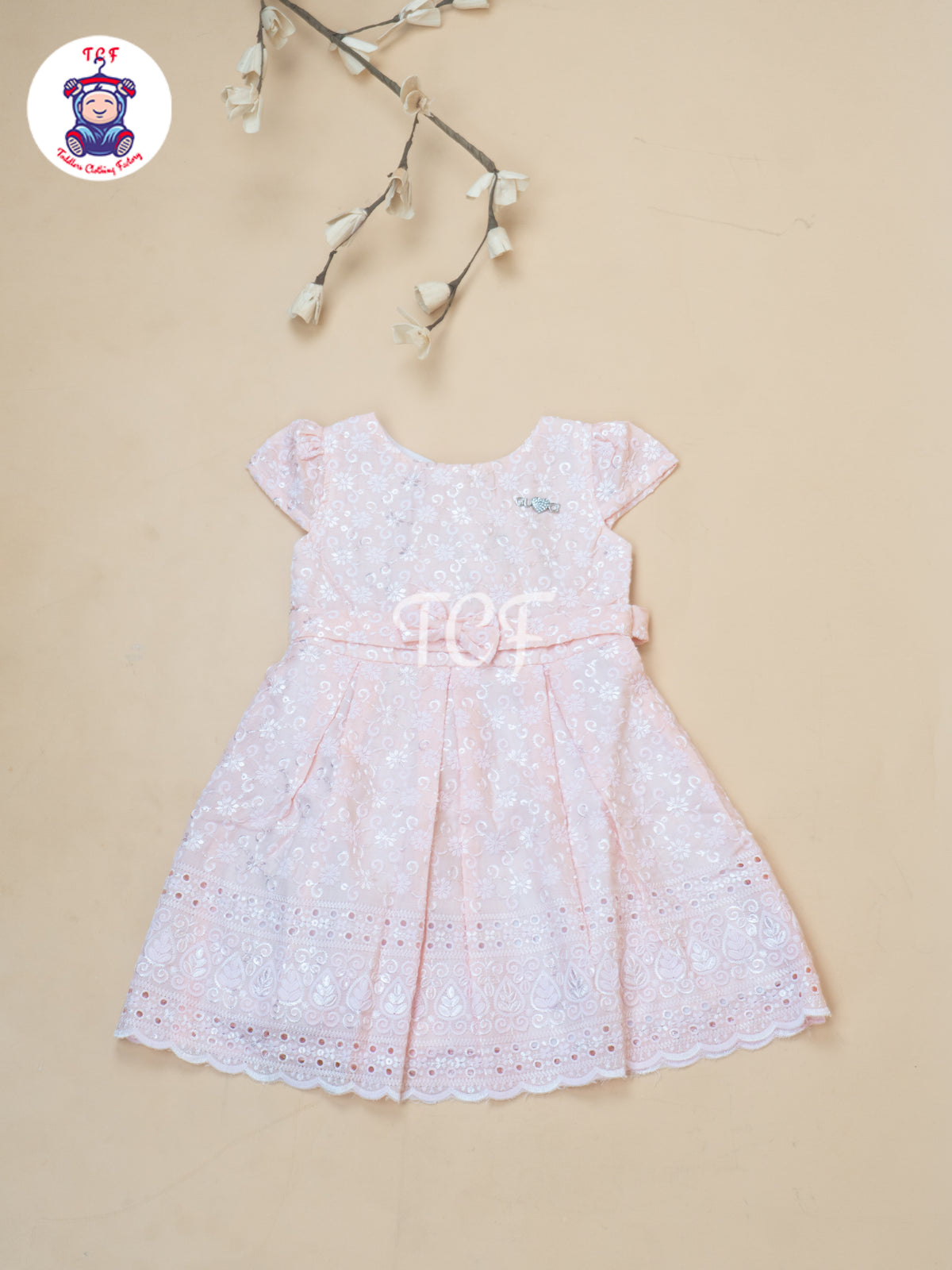 Pink Floral Printed - Girls Readymade Cotton Frocks