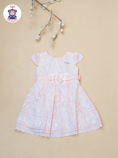 Pink Floral Printed - Girls Readymade Cotton Frocks