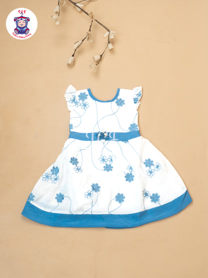 Grey Floral Printed - Girls Readymade Cotton Frocks