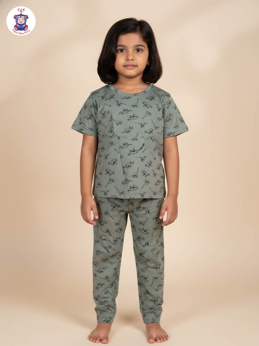 Dark Green - Dinosaur Unisex Co-ords Sets