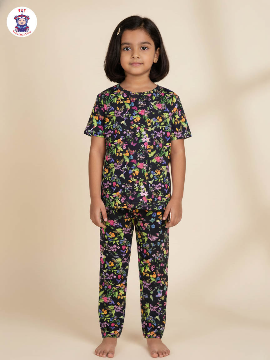 Black - Floral Unisex Co-ords Sets