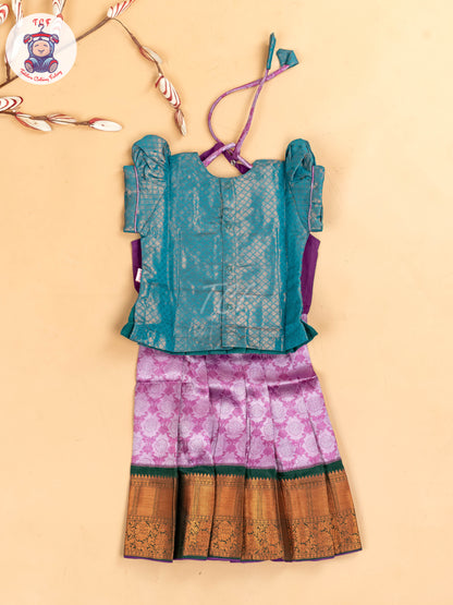 Green & Purple - Girls Readymade Pavadai Sattai