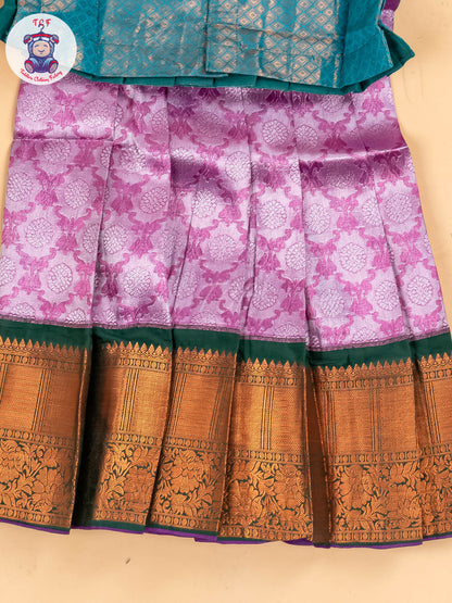 Green & Purple - Girls Readymade Pavadai Sattai