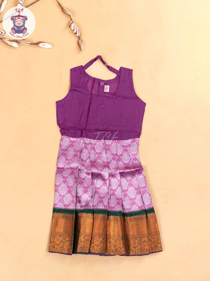 Green & Purple - Girls Readymade Pavadai Sattai