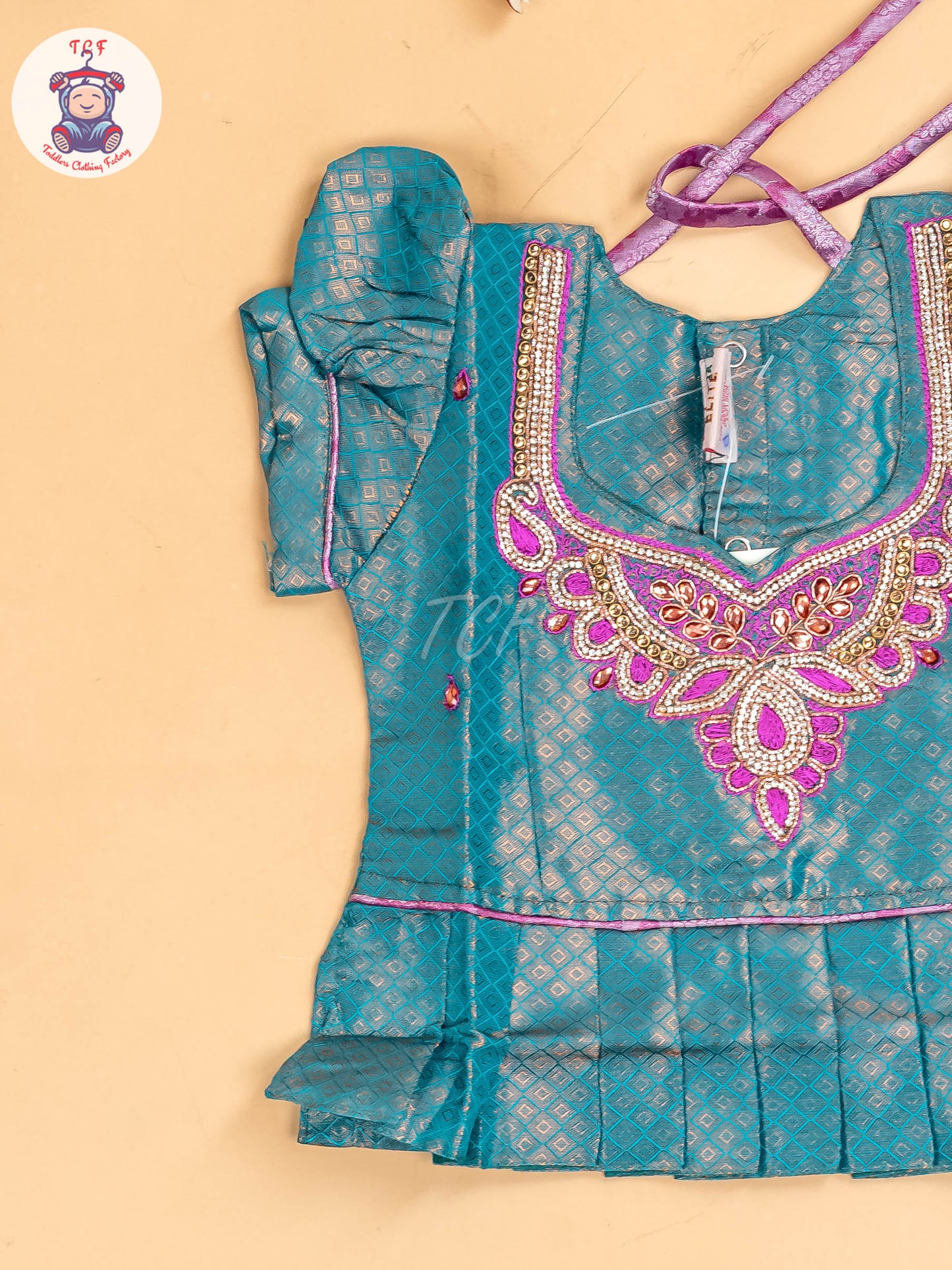Green & Purple - Girls Readymade Pavadai Sattai