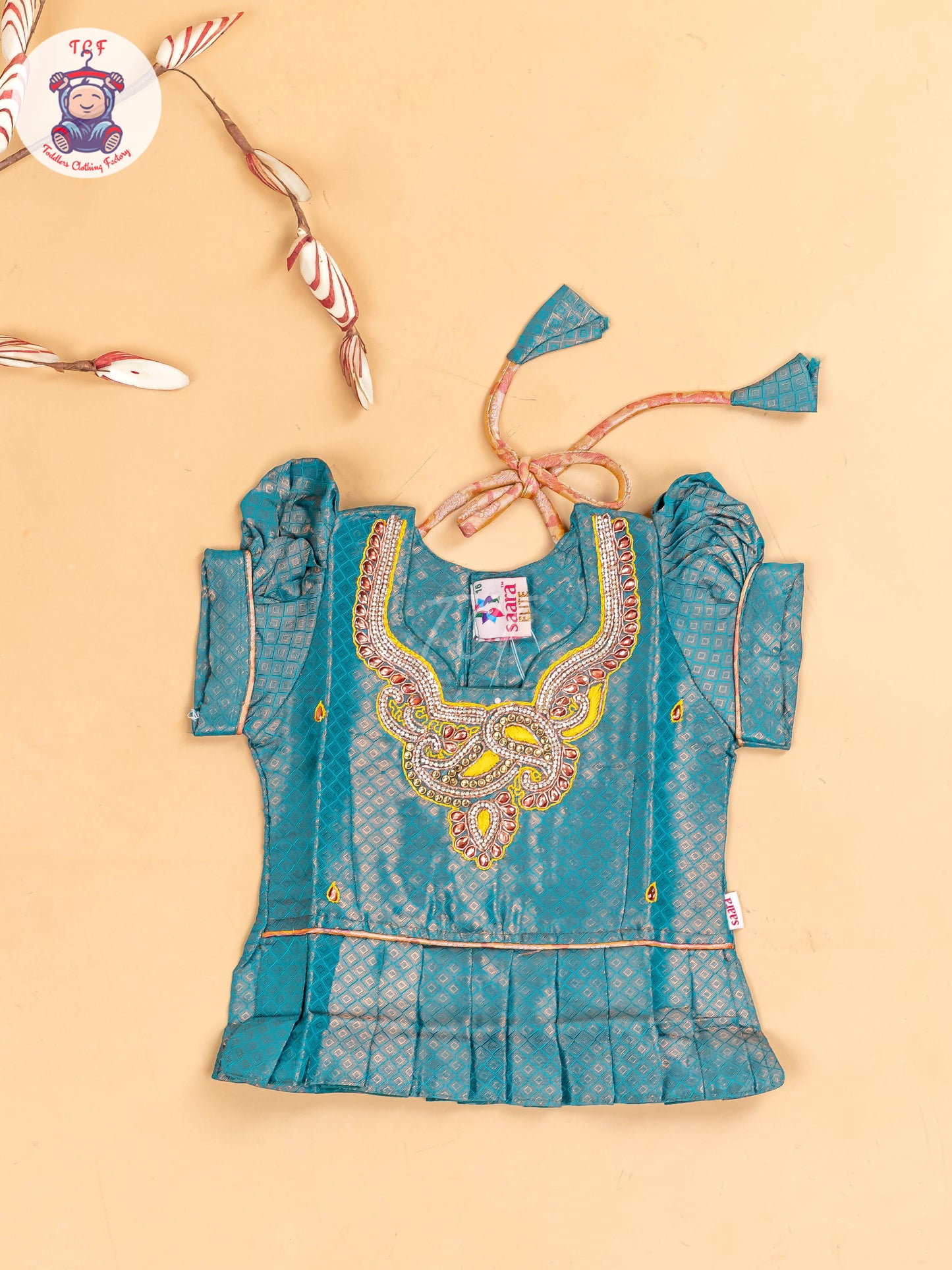 Green & Rust - Girls Readymade Pavadai Sattai