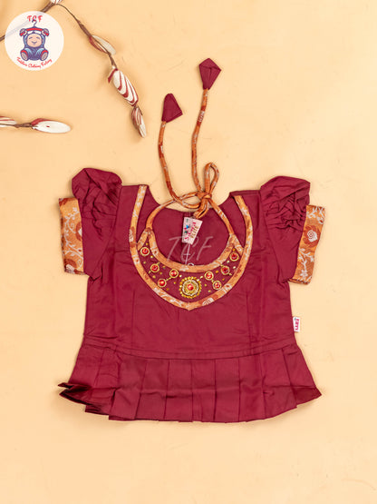 Maroon - Girls Readymade Pavadai Sattai