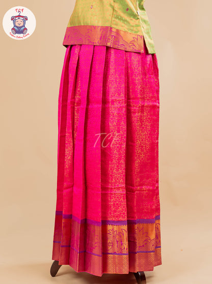Mehandi Green & Pink - Girls Readymade Pavadai Sattai