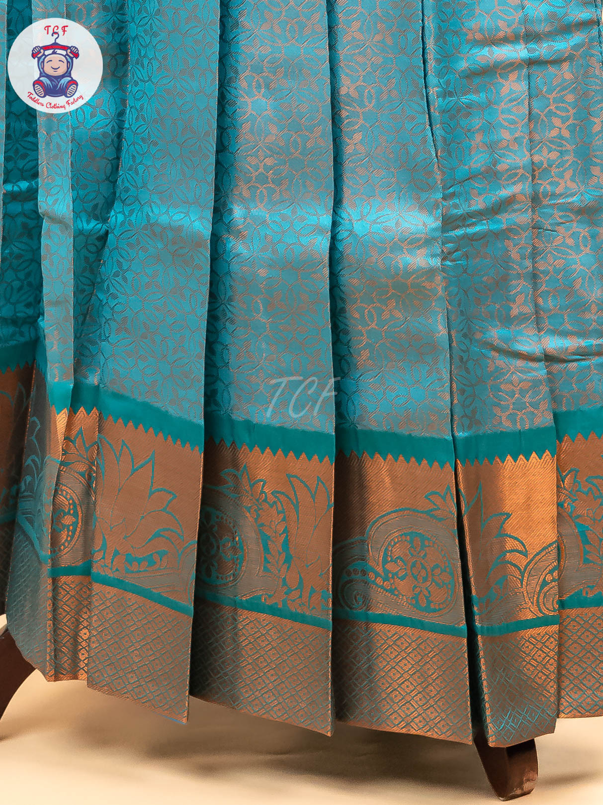 Rani Rose & Peacock Blue - Girls Readymade Pavadai Sattai