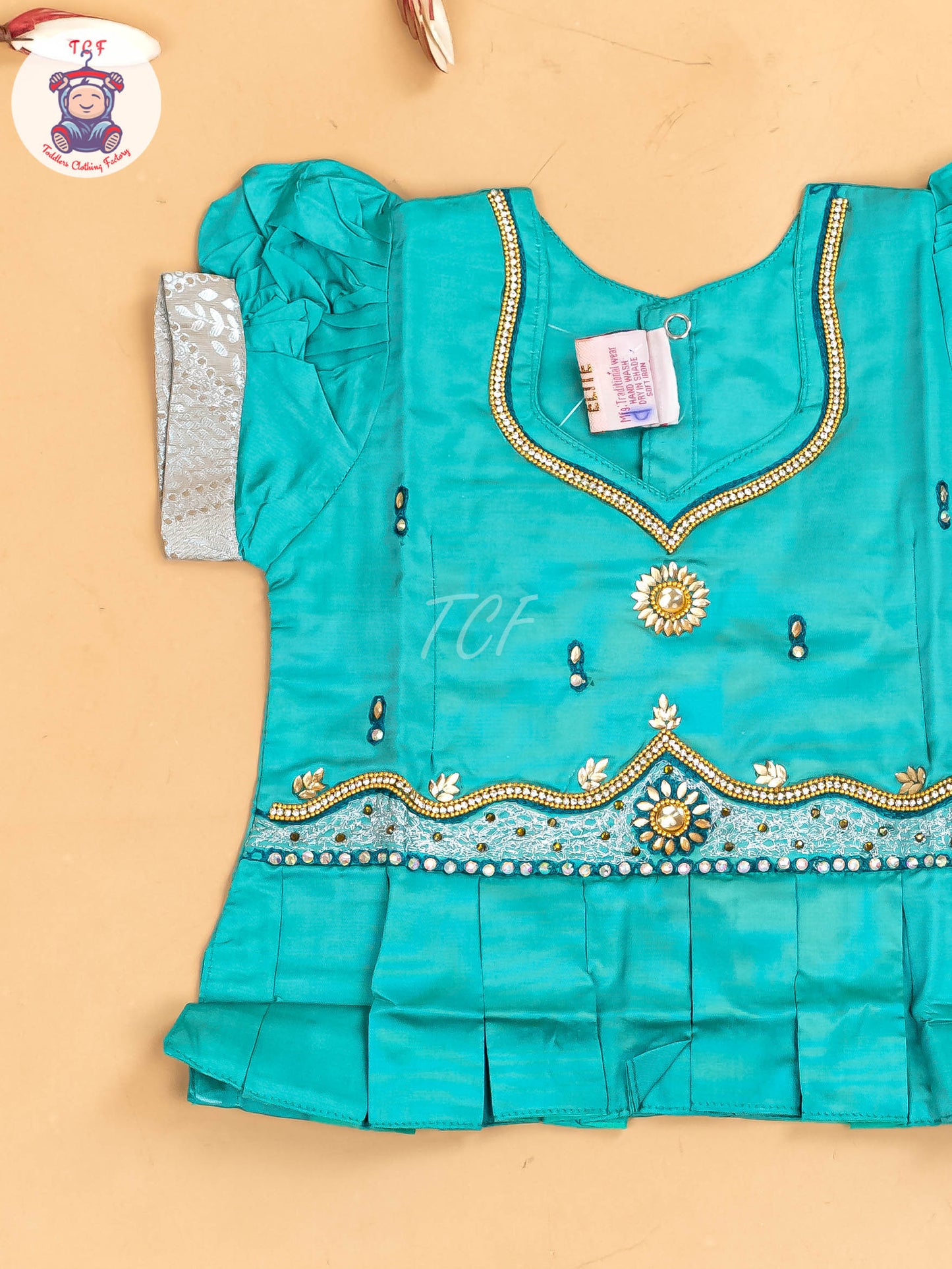 Light Green & Grey - Girls Readymade Pavadai Sattai