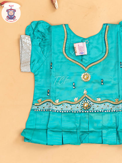 Light Green & Grey - Girls Readymade Pavadai Sattai